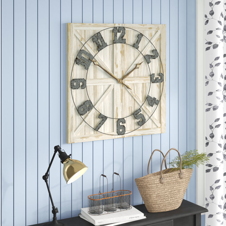 Gracie Oaks Oversized Rustic Farmhouse Wall Clock & Reviews Wayfair